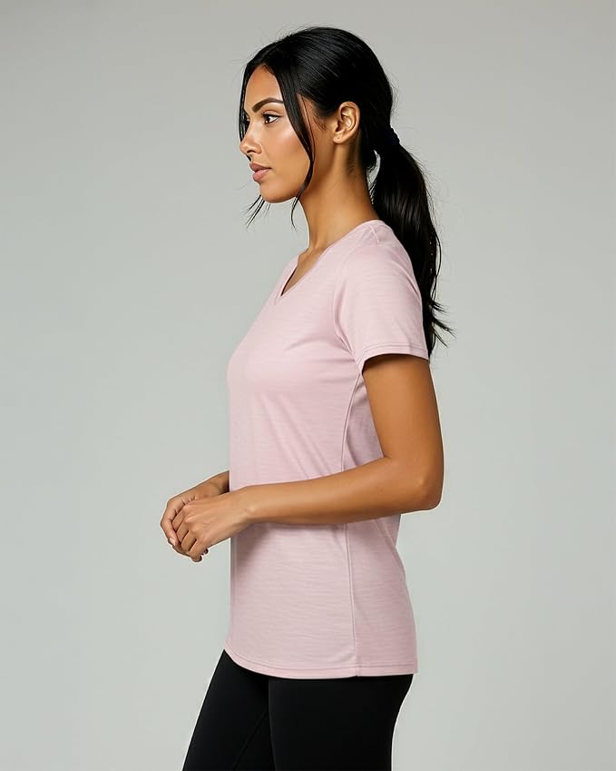 5 Pack Women's Dry Fit V Neck Workout Tops T Shirts Athletic Gym Yoga Tees | Available In Plus Size, Cooling Moisture-Wicking, Short Sleeve, Quick-Dry, Fitness, Stretch, Exercise, Running, Hiking