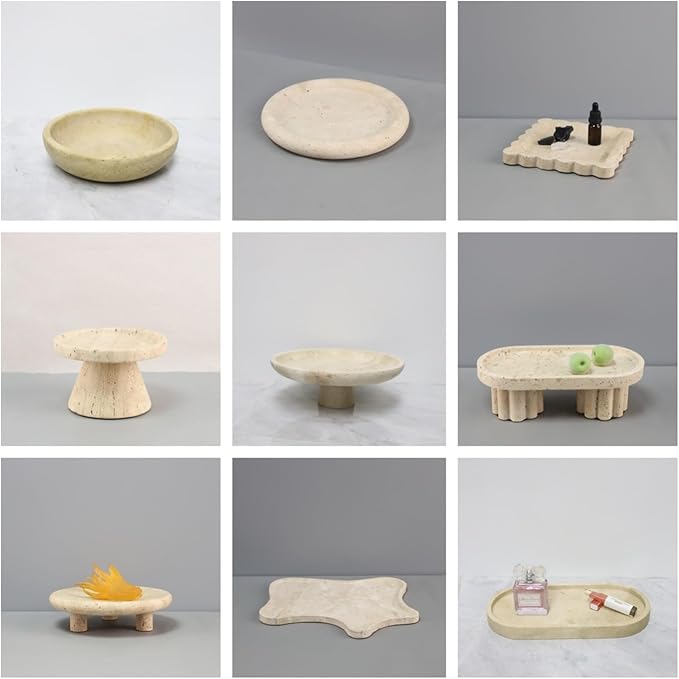 Modern Style Marble Tray Organizer - Modern Stone Decoration for Living Room, Dining Table, Office - Stylish Key and Jewelry Holder(Beige2)