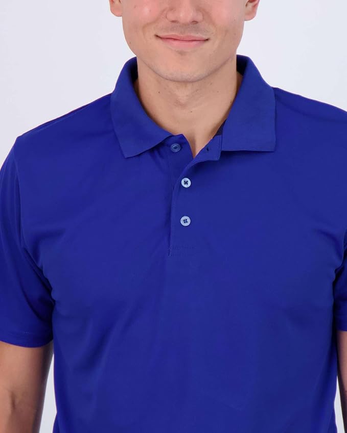 Real Essentials 3 Pack: Men's Quick-Dry Short Sleeve Athletic Performance Polo Shirt (Available in Big & Tall)