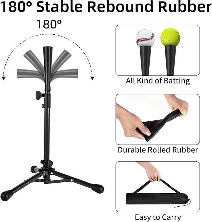 Kids Baseball Tee, 20.87 to 31.29 Inches Batting Tees for Baseball with Carry Bag, Portable Stable Baseball Tees for Hitting, Tripod Tanner Tee for Baseball Practice Stand Aged 3-8 Years