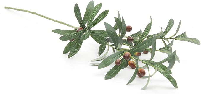 SHACOS 8 PCS Fake Olive Tree Branches Faux Olive Branches for Vase 28 inch Long Stems Artificial Greenery Stems Bulk Green Leaves Plant Twigs Decor
