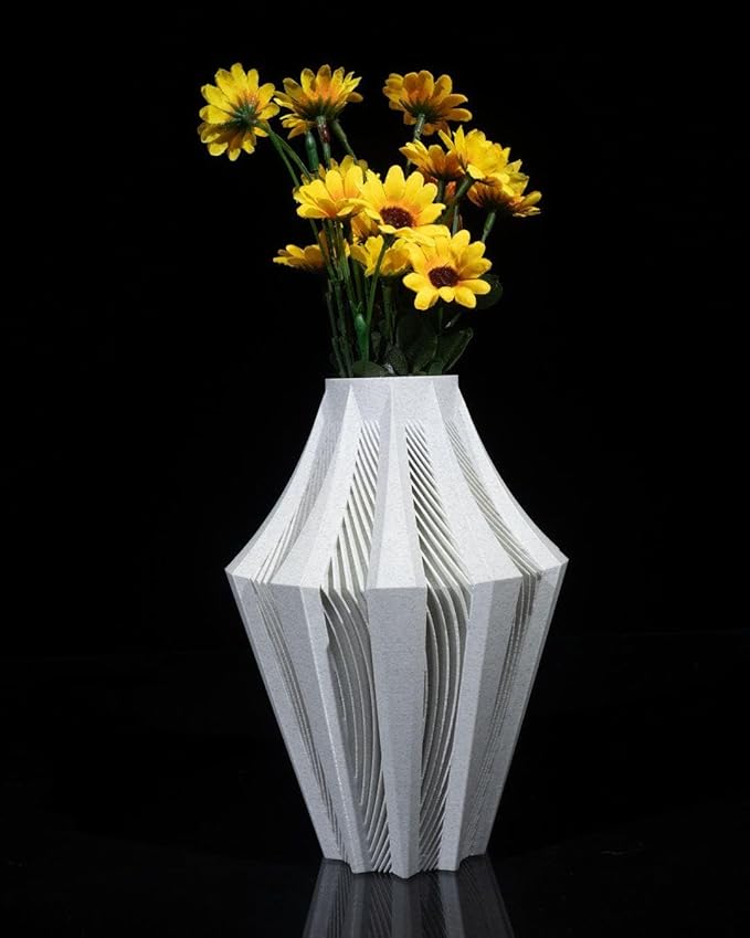 Aether Gray Vase – Modern Architectural Design | Eco-Friendly Home Decor (Primary color:Compatible with White;)