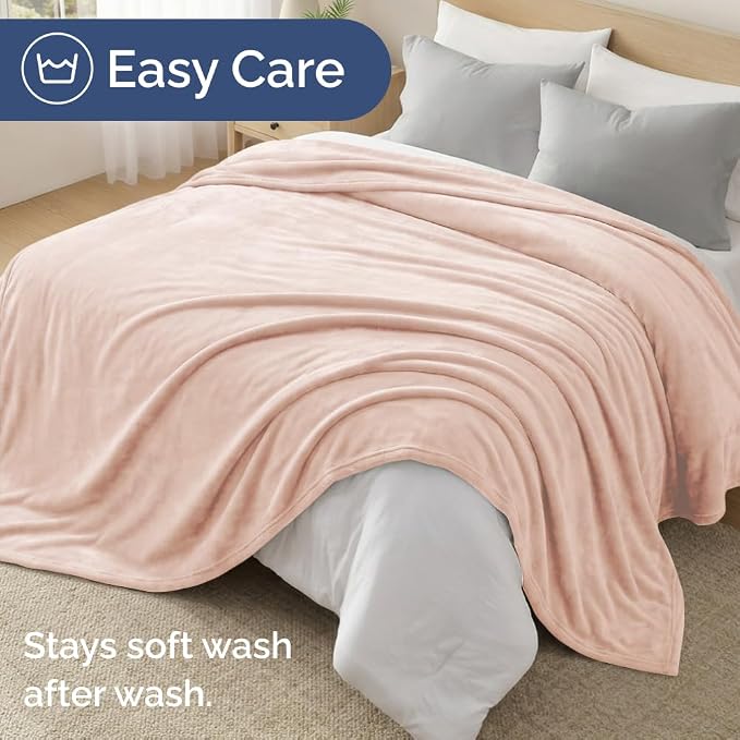 Ultra Soft Fleece Throw Blanket - College Dorm Room Essentials - Rosewater | Flannel Fleece, Thick, Warm & Breathable, All Season Cozy, Anti-Static, Microplush, Lightweight for Couch, Bed & Dorm Bedding