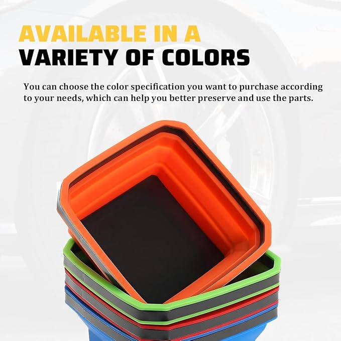 Collapsible Magnetic Car Parts Tray, Foldable Silicone Tool Tray with Magnetic Base, Double-Side Magnet Bowl for Auto Bolts, Screws, Nuts, Small Metal Parts, Universal Fit (Purple)
