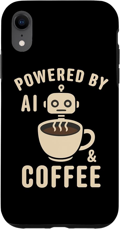 Powered by AI and Coffee Robot Case for iPhone XR
