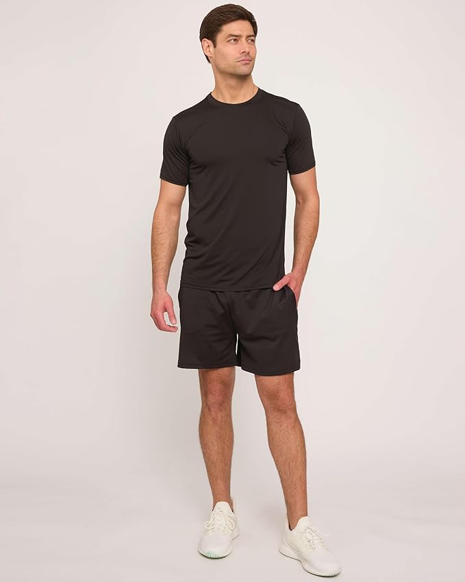 5 Pack Men's Dry Fit Short Sleeve T-Shirt Gym Workout Athletic Running Tee | Cooling, Moisture-Wicking, Crew Neck, Quick-Dry, Breathable, Active, Exercise, Fitness, Basketball, Cycling, Hiking, Tennis
