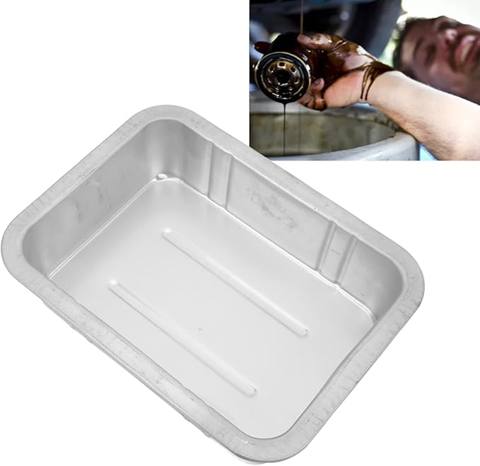 Asixxsix Oil Drain Pan, Metal Universal Oil Change Drain Pan Leak Portable Oil Drip Catcher Pan Strong and Automotive Drain Pan for Cars, Motorcycles, Boats (5L)