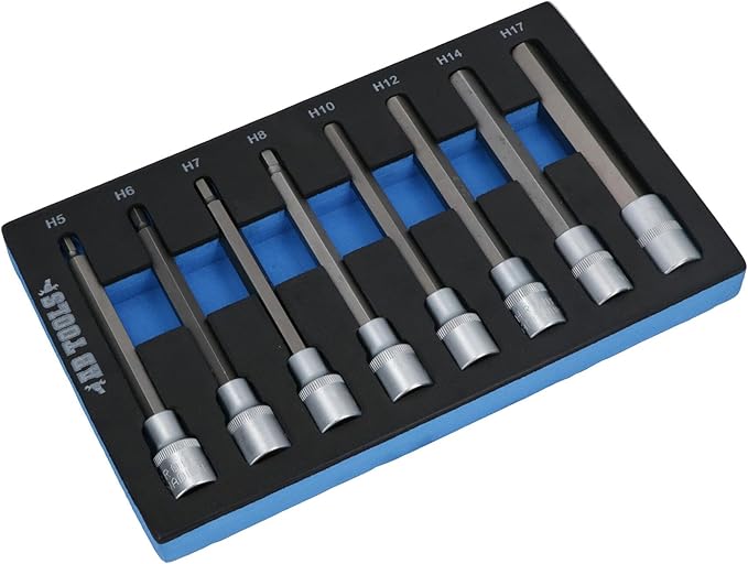 1/2" Drive Allen Hex Key Sockets Extra Long 140mm 5mm - 17mm 8pc Set