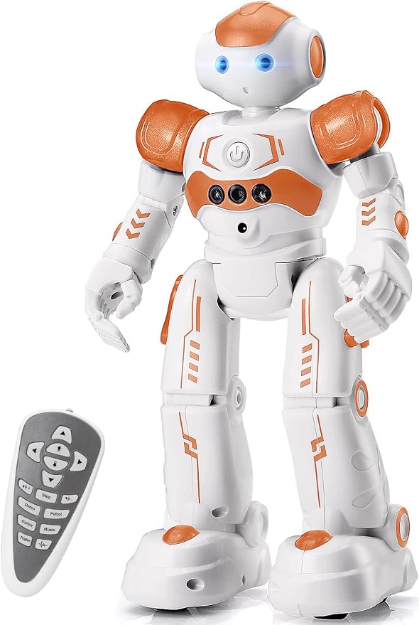 KingsDragon RC Robot Toys for Kids, Gesture & Sensing Programmable Remote Control Smart Robot for Age 3 4 5 6 7 8 Year Old Boys Girls Birthday Gift Present,Orange