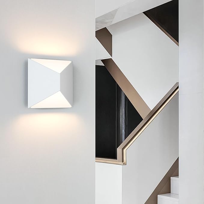 Tipace Modern LED Wall Sconce Hardwired Indoor White Wall Lights 2 Packs Up and Down Wall Mount Light for Living Room Bedroom Hallway Corridor Conservatory Warm White 3000K(with G9 Bulbs)