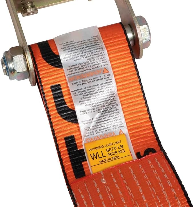 Mytee Products 4" x30' Heavy Duty Ratchet Straps w/Flat Hook - 6,667 lbs WLL High Abrasion Trailer Tie Down Ratchet Straps - Orange