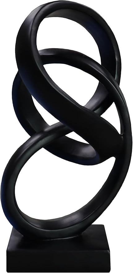 10" Modern Abstract Ribbon Decorative Sculpture, Knot Sculptures,Home Decor,Coffee Table Statues,Dining Living Room Desk Decor（Black）