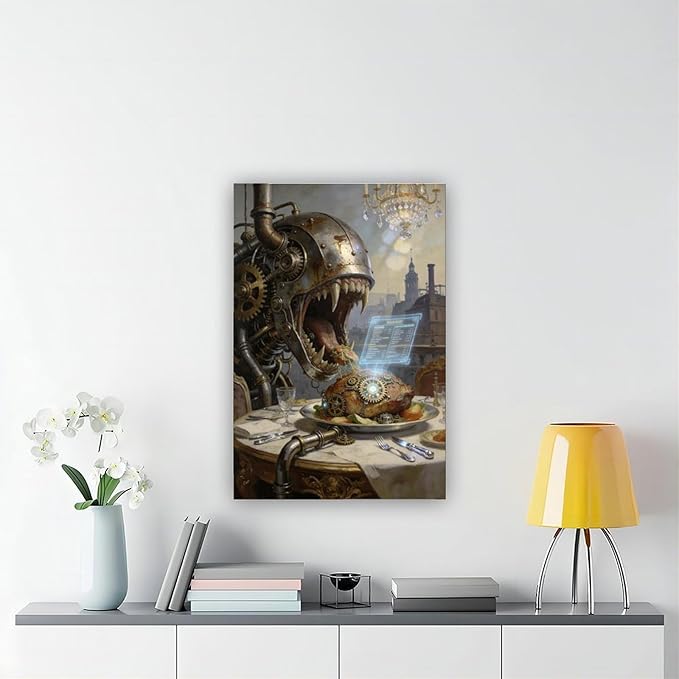 Framed Steampunk Fantasy Wall Art for Living Room And Dining Room Vintage Industrial Decor 24x36inch(60x90cm)