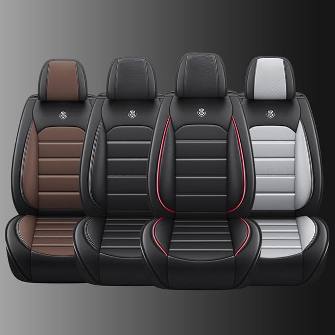 Leather Car Seat Covers for Volkswagen Golf SportWagen 2015-2019,Waterproof Soft Seat Covers,Interior Accessories Seat Covers Protector Airbag Compatible(2pcs Black&Coffee Standard)