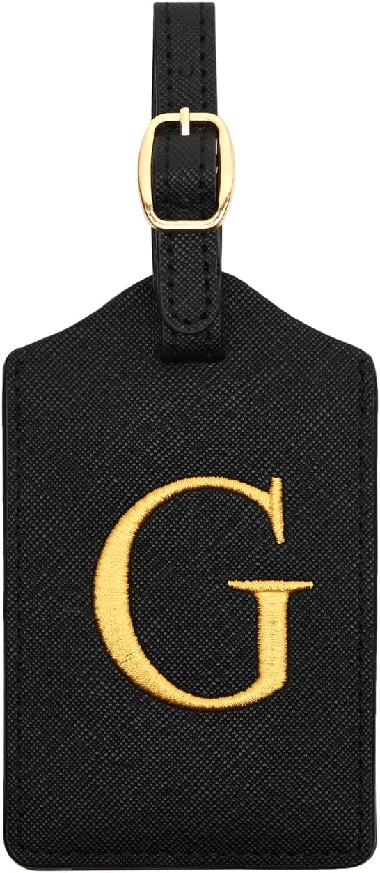 Luggage Tag PU Leather for Suitcase Baggage Handbag Travel Bag Label Suitcase Tag Label Tag w. Name Card & Privacy Cover (G)