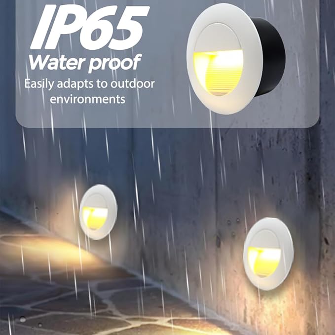 6Pcs 3W LED Recessed Wall Light, Step Light Warm White 3000K, IP65 Waterproof Staircase Light Lighting lamp, Inside Outside Garden Balcony Corridor, Aluminum, 120V White