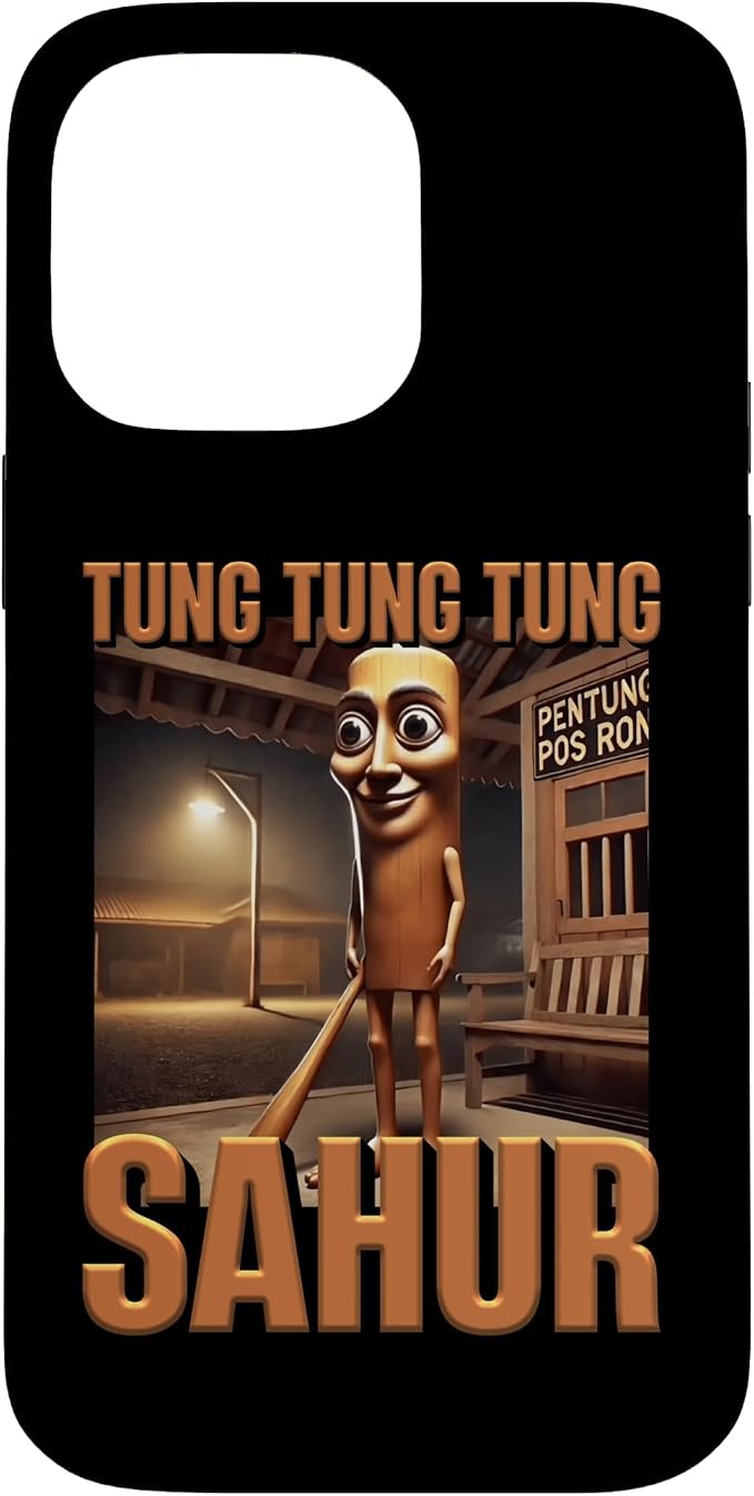 Internet Hilarious Meme AI Character Tung Tung Tung Sahur Case for iPhone 14 Pro Max