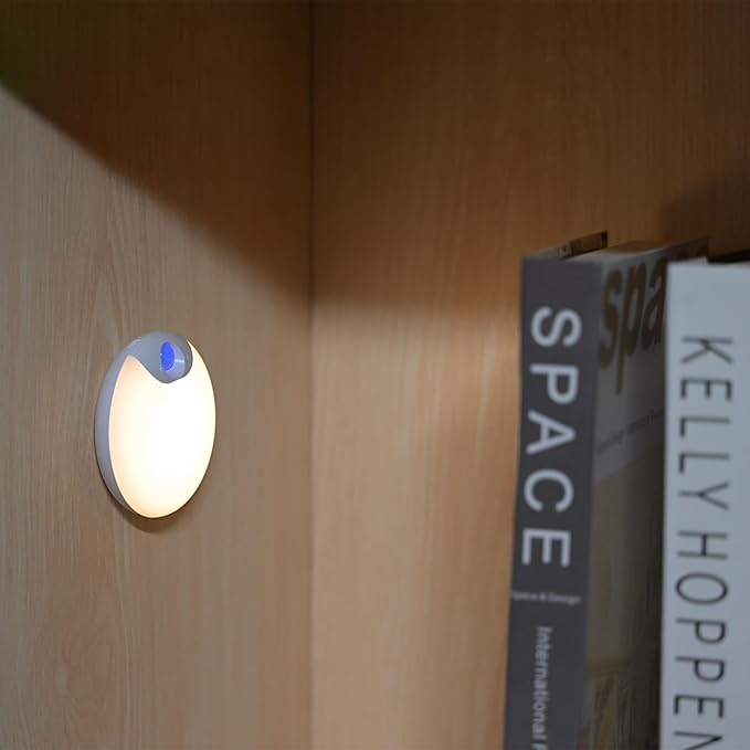 Magnetix 3in Re-Chargeable LED Under Cabinet Motion Sensor Puck Light with Magnetic Mounting Clips, Dimmable and 3000K CCT in White (Pack of 4) for Kitchens, Closets, and Stairs