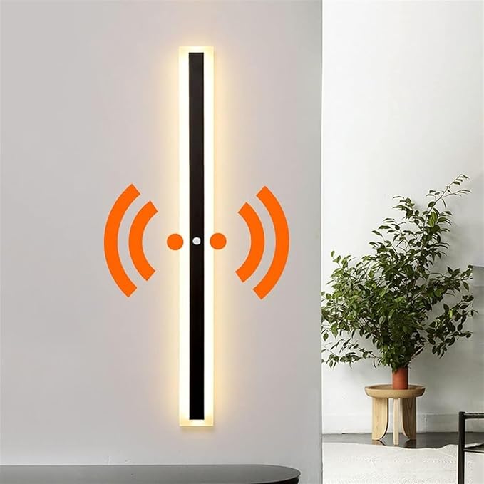 LED Motion Sensor Wall Light Strip Linear Wall Lamp, Indoor Human Body Motion Activated Sensor Wall Sconce Night Lights, Minimalist Bedroom Bedside Lamps for Hallway Oldsix-66(6000k,60cm)