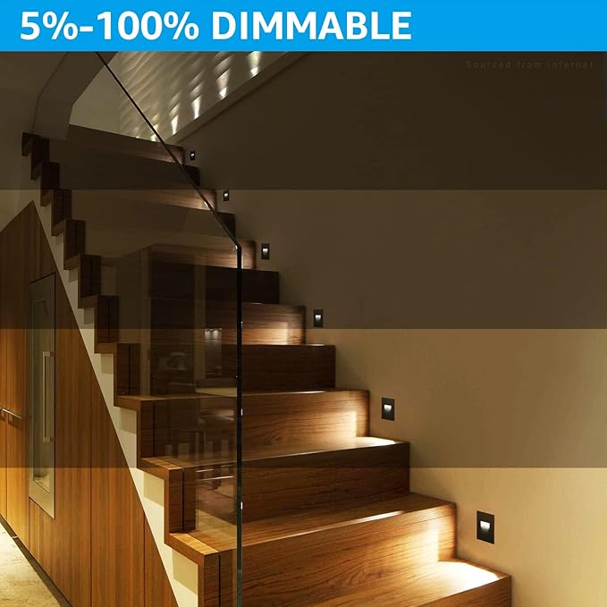 LEONLITE 3CCT 120V LED Step Lights, 3.5W 110LM 5%-100% Dimmable Indoor Outdoor Waterproof Vertical Stair Light, 3000K/4000K/5000K Selectable, CRI90, ETL, Aluminum, Oil Rubbed Bronze, Pack of 3