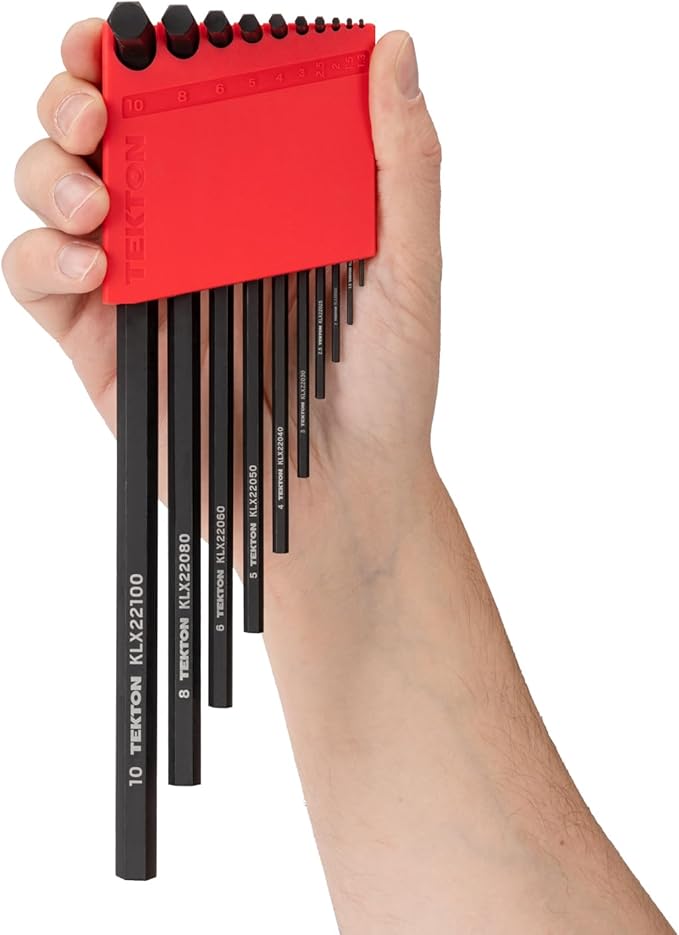 TEKTON Flat End Hex L-Key Set with Holder, 10-Piece (1.3-10 mm, Common Sizes) | KLX91204