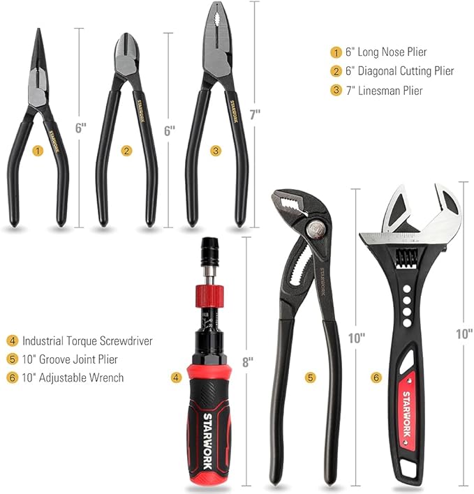 STARWORK TRUE MECHANIC™ 313-Piece Mechanics Tool Set and Socket Set, Professional SAE/Metric