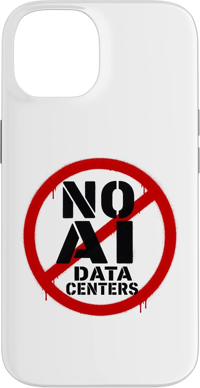 No AI Data Centers ��� Simple Minimal Spray Paint Style Text Case for iPhone 14