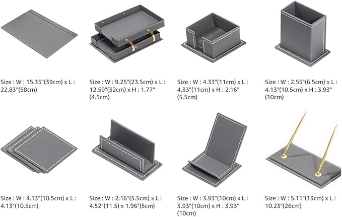 MOOGCO Bonded Set - Desk Accessories - Leather Desk Organizer - Bonded Leather Set - Office Desk Accessories - Home Office Accessories - Desk Supplies - Leather Desk Set - Office Accessories