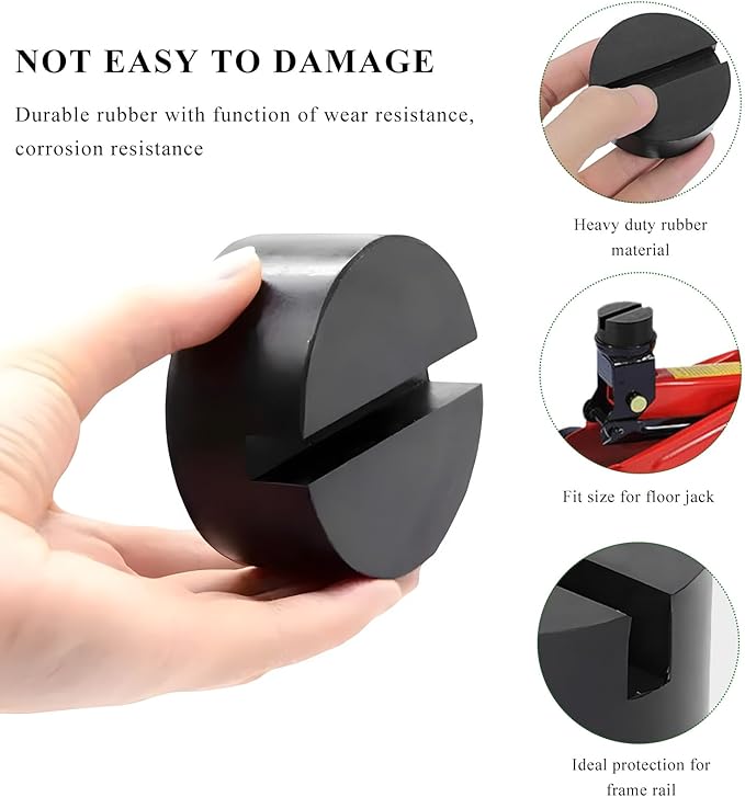 4 PCS Rubber Jack Pads, Universal Heavy Duty Slotted Floor Jack Pad Adapter, Vehicle Pinch Weld Side Frame Rail Protector Pad, Lift Protection Tool Car Accessories