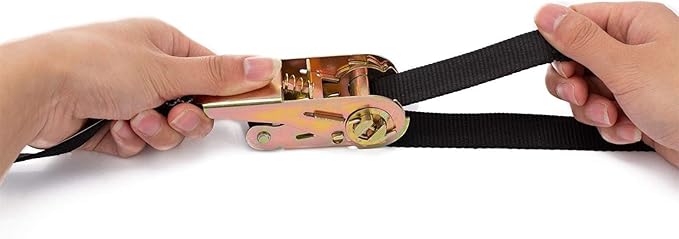 MOOCY Small Ratchet Strap,Heavy Duty Endless Ratchet Tie Down Straps,NO Hook Nylon Black Tie Down Straps for Motorcycles, Kayak