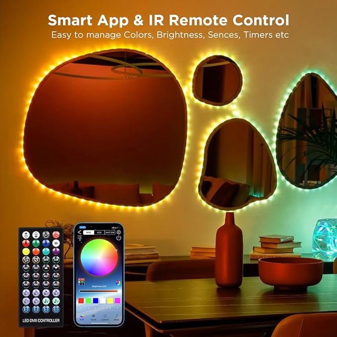 String Lights, 50ft 150 LED Lights Color Changing String Waterproof, 200+ Preset Scene Modes, Smart App & Remote for Indoor Outdoor Christmas Decoration Party Holiday Home Bedroom Patio Decor