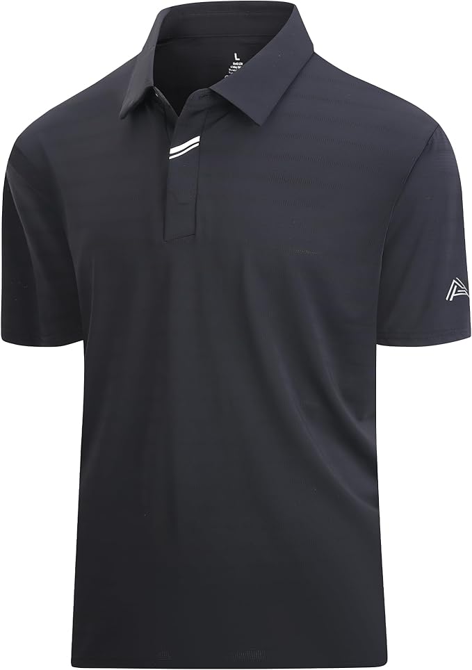 Esabel.C Jacquard Golf Shirts for Men Moisture Wicking Short Sleeve Performance Dry Fit Active Mens Polo Shirts