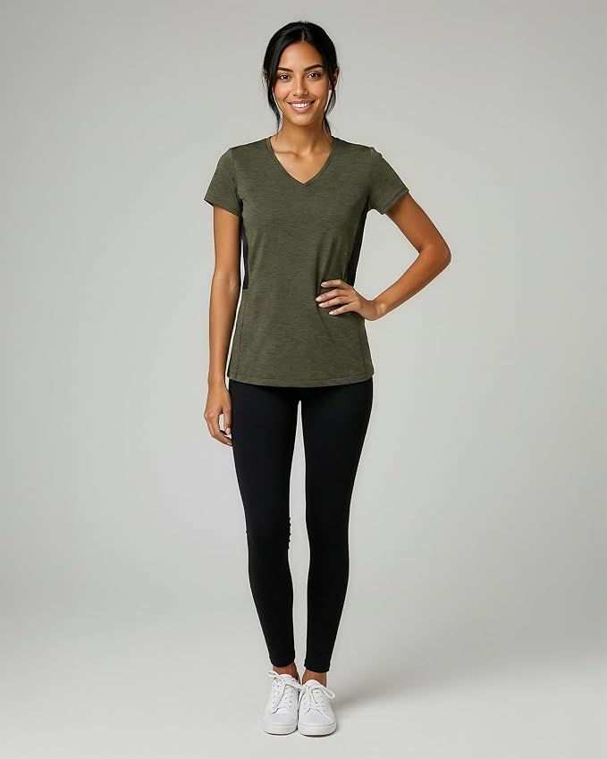 5 Pack Women's Dry Fit V Neck Workout Tops T Shirts Athletic Gym Yoga Tees | Available In Plus Size, Cooling Moisture-Wicking, Short Sleeve, Quick-Dry, Fitness, Stretch, Exercise, Running, Hiking