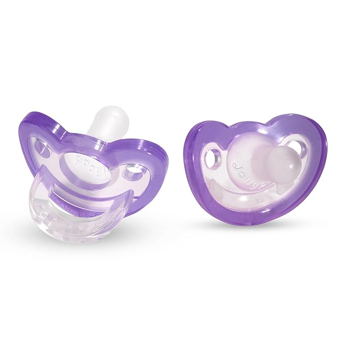 RaZbaby Jollypop Pacifier for Babies 3 Months and Up, USA Made, Natural Shaped Orthodontic Binky, Lovingly Shared in NICUs & Hospitals Worldwide, Medical-Grade 100% BPA-Free - 4 Pack - Lavender