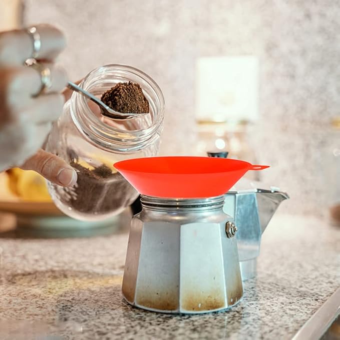 4pcs/set Kitchen Funnel for Filling Bottles Kitchen Funnel Wide Mouth PP Home Lab Flask Powder(Red)