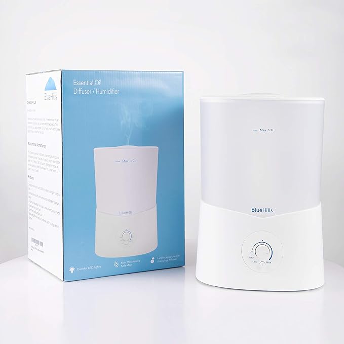 BlueHills Premium Set of Two Large 3000 ML and 4000 ML XL Essential Oil Diffusers Humidifier Combo for Large Room Home with Décor LED Lights Great Gift – Value Pack of White