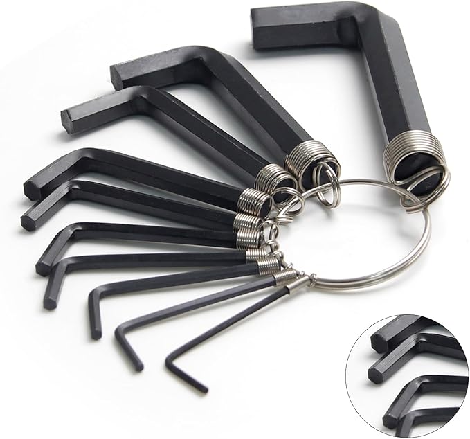 Utoolmart Hex Key Set, 10 in 1 Metric L Shape Hexagon Head Wrench with Ring for Repair Tool (Black)