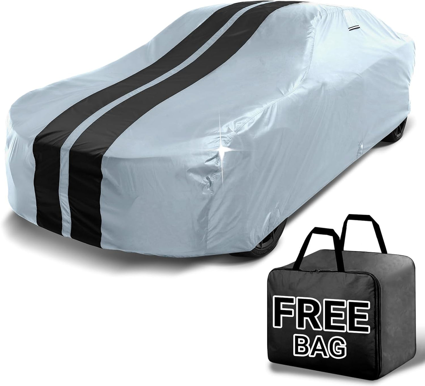 iCarCover Custom Car Cover for Buick Century Sedan, Coupe (1978-1981) Waterproof All-Weather Rain Snow UV Sun Protector Full Exterior Indoor Outdoor Car Cover (Stripe - Gray/Black)