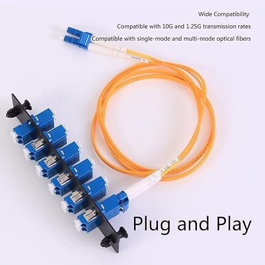VFLTOOL 6 Duplex LC Adapters LGX Footprint Fiber Patch Panel Loaded 12 Fiber Ports Couplers Enclosure - LC UPC Blue Compatible with SingleMode Multimode|1.25G/10GB OS1-2/OM1-3