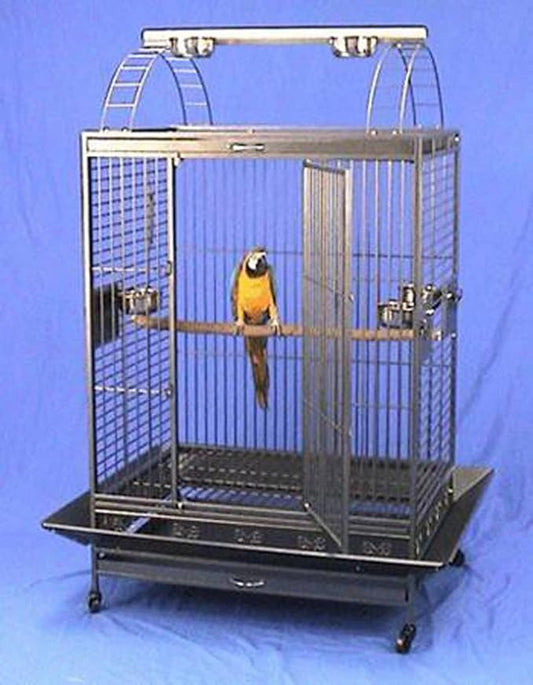 Castle PlayTop Bird Parrot Cage - 40" L X 30" W X 73" H - Wrought Iron with 6mm Extra Strong Wire (BlackVein)