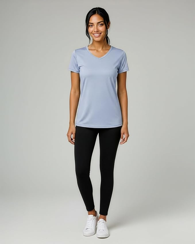5 Pack Women's Dry Fit V Neck Workout Tops T Shirts Athletic Gym Yoga Tees | Available In Plus Size, Cooling Moisture-Wicking, Short Sleeve, Quick-Dry, Fitness, Stretch, Exercise, Running, Hiking