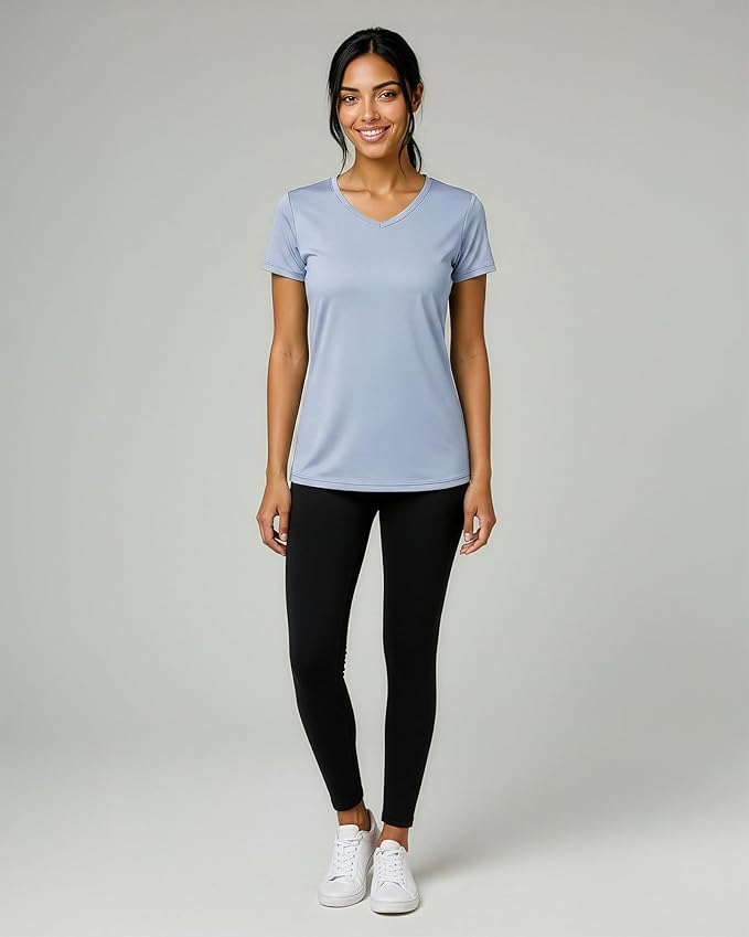 5 Pack Women's Dry Fit V Neck Workout Tops T Shirts Athletic Gym Yoga Tees | Available In Plus Size, Cooling Moisture-Wicking, Short Sleeve, Quick-Dry, Fitness, Stretch, Exercise, Running, Hiking
