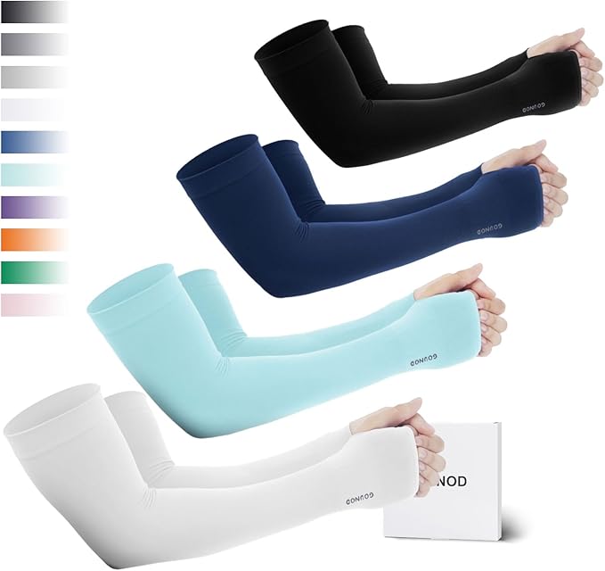 GOUNOD Sun Protection Cooling Arm Sleeves with Thumb Holes - Gardening Outdoors Sports Workouts Sunscreen Arm Sleeves
