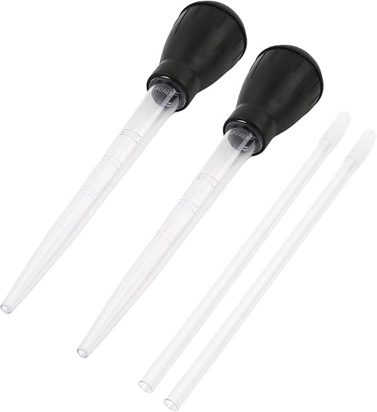 2Pcs Manual Fish Tank Cleaning Tools,30ml Aquarium Water Changer,21 Inches Multifunction Siphon Dropper for Fish Bowl Waste Remover,Aquarium Bottom Gravel Waste Clean,Coral Feeder(Black)