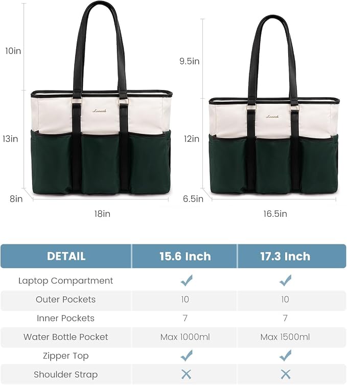 LOVEVOOK 17 Inch Laptop Bag for Women, Teacher Nurse Work Tote Bag With Large Cup Holder, Utility Bag For Work/Travel/College/Daily
