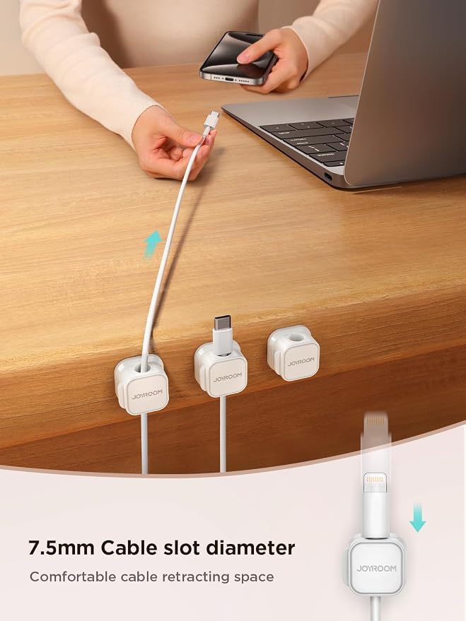 JOYROOM 12 Pack Magnetic Cable Clips, Cord Organizer Adhesive Wire Holder | Home Nightstand Office Desk Accessories, Car Wall Organization, Phone Charger Cord Holder Management, Cable Smooth Adjustable