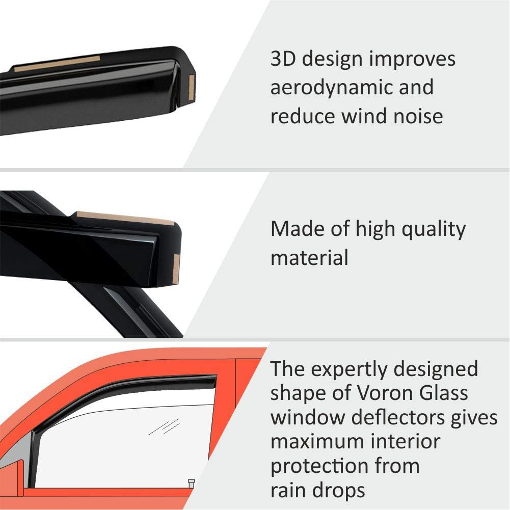 Voron Glass in-Channel Extra Durable Rain Guards for Cadillac Escalade ESV 2021-2025, Window Deflectors, Vent Window Visors, 4 Pieces - 200622