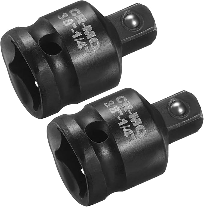 HARFINGTON 2pcs Impact Socket Adapter 3/8" Female to 1/4" Male Square Drive Reducer Standard SAE CR-MO Steel Converter Impact Driver Ratchet Wrench Breaker Bar Conversion, Black