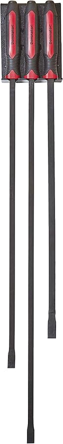 Mayhew Tools 14068 Dominator Pro 3-Piece Pry Bar Set, 48", 58" & 44" Curved Heavy-Duty Pry Bars, Red
