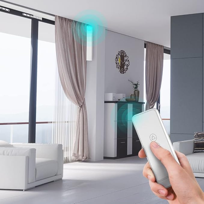Automatic Curtain Opener,S Folding Electric Smart Curtains System,Motorized Curtains Rod with Remote & Timed,Compatible with Alexa/Google Home (Zigbee Motor, 6M (236.3in) Track)
